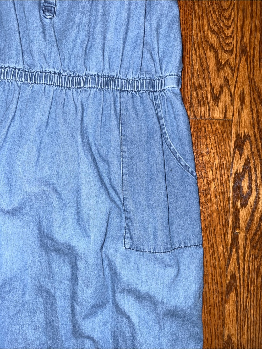 Old Navy Light Blue Chambray Midi Dress with Spaghetti Straps - Picture 2 of 3